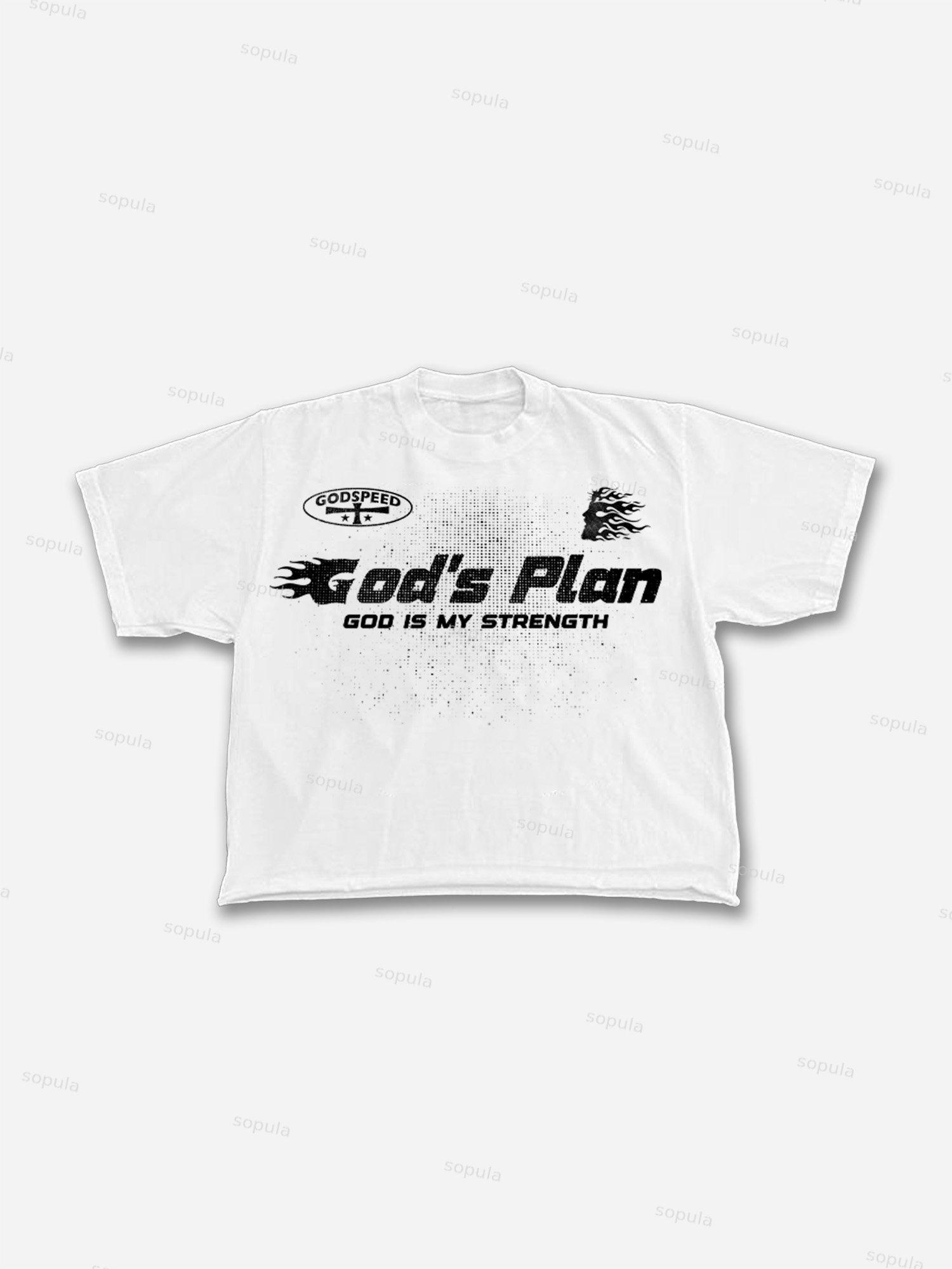 Men's Vintage Flame Jesus God Graphic Cropped T-Shirt Product Image