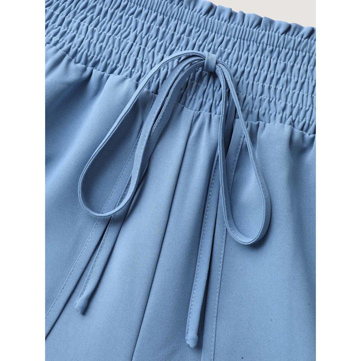 Plus Size Petal Hem Slit Wide-Leg Pants Women Stone Resort Wide Leg Mid Rise Vacation Pants BloomChic 30/6X Product Image