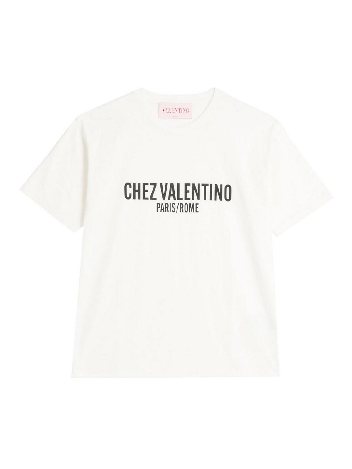 VALENTINO Cotton Crew Neck T-shirt With Graphic Print In White Product Image