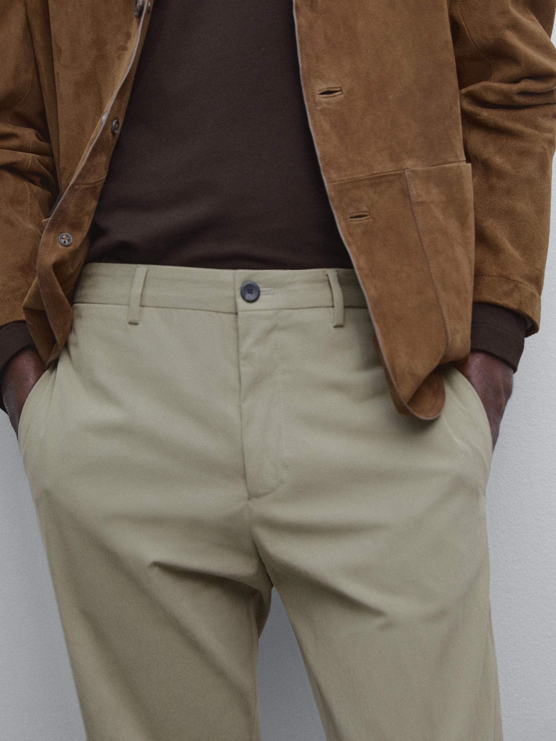 Cotton blend cigarette fit trousers Product Image