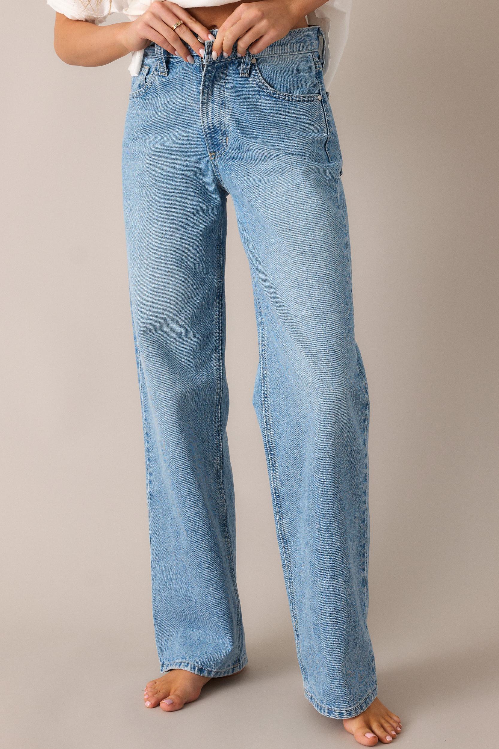 More Than Ever Light Wash Relaxed Straight Leg Jeans Product Image