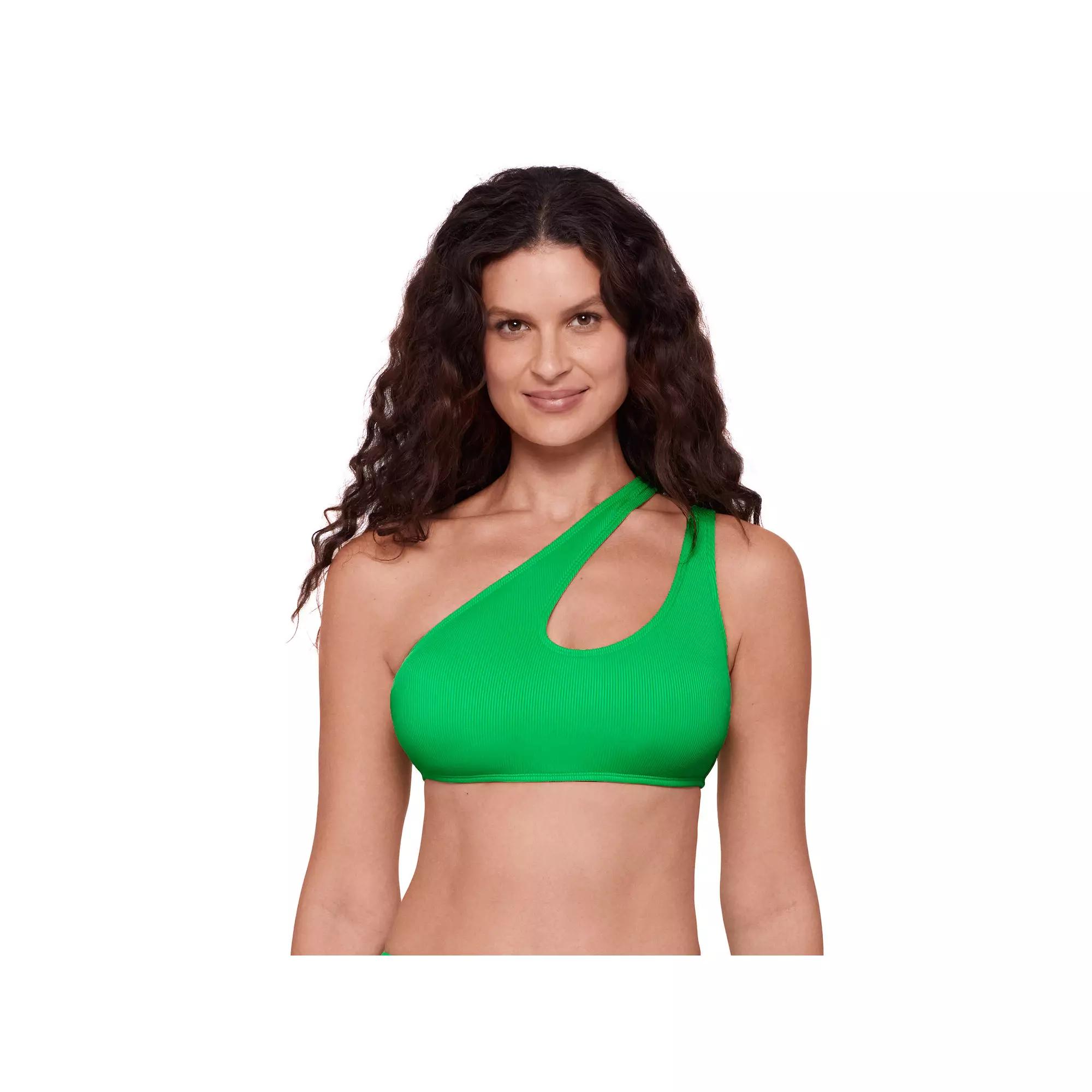 Women's Eco Beach Cutout One-Shoulder Bikini Top, Size: XL, Palm Product Image