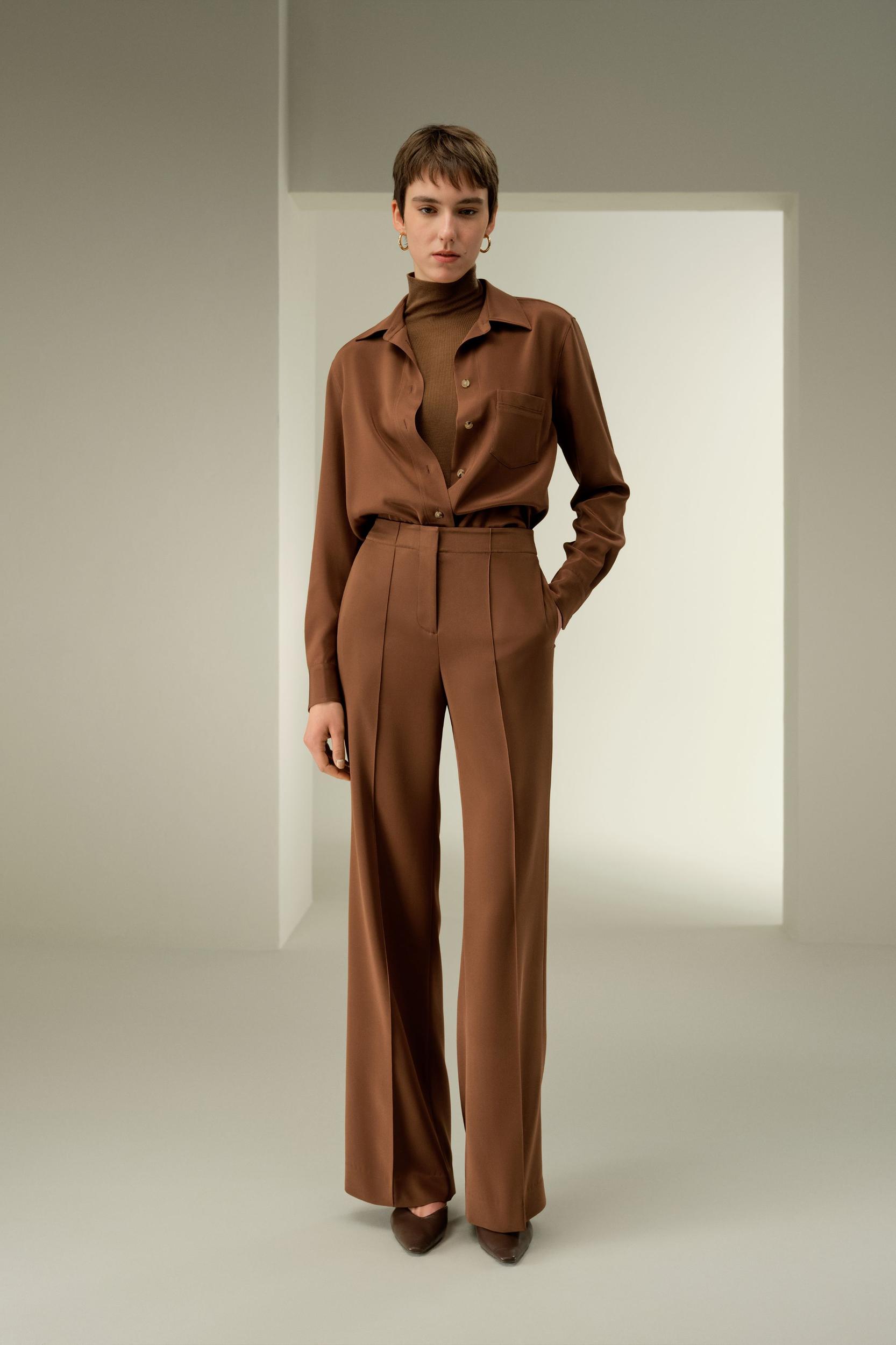 LILYSILK Silk Wide Leg Trousers - Women - Midnight Blue Heavy Silk - Breathable Minimalist Trouser 12 Product Image