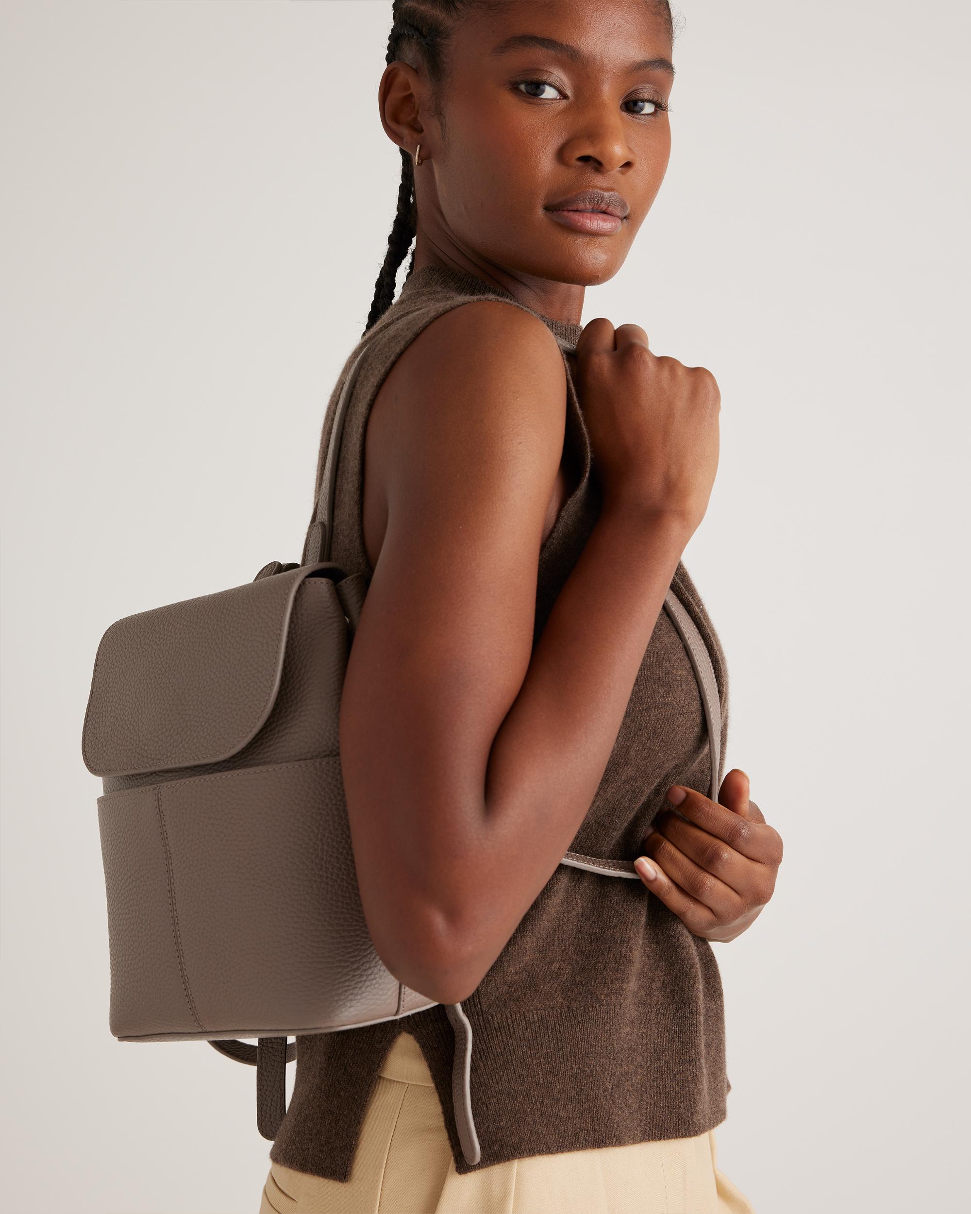 Quince | Women's Italian Leather Small Backpack in Mink Product Image
