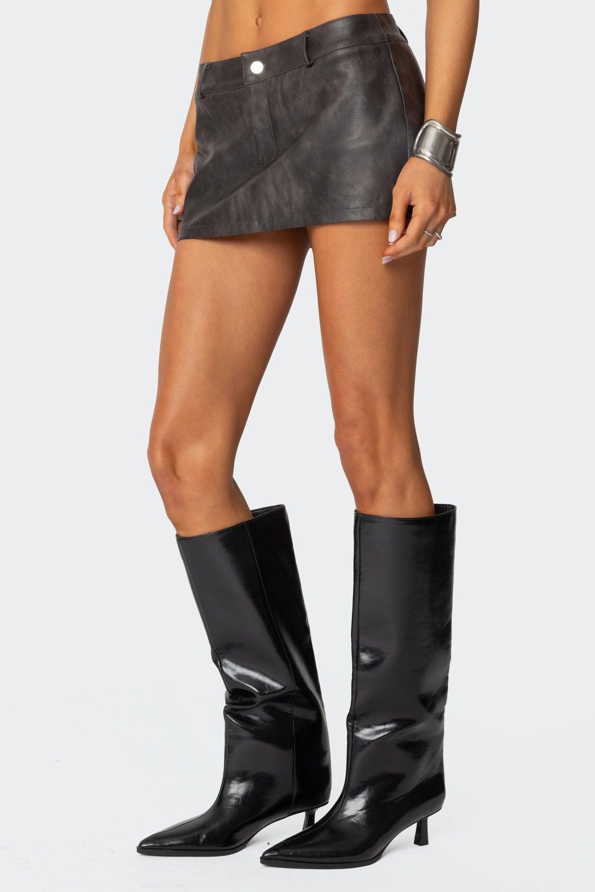 Sadaf Faux Leather Mini Skort Product Image