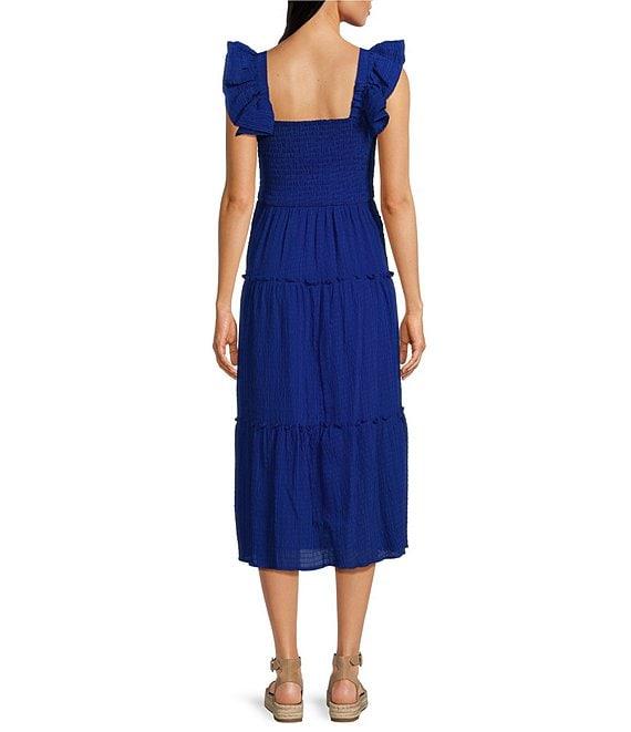 Vince Camuto Square Neck Sleeveless Tiered Midi Dress Product Image