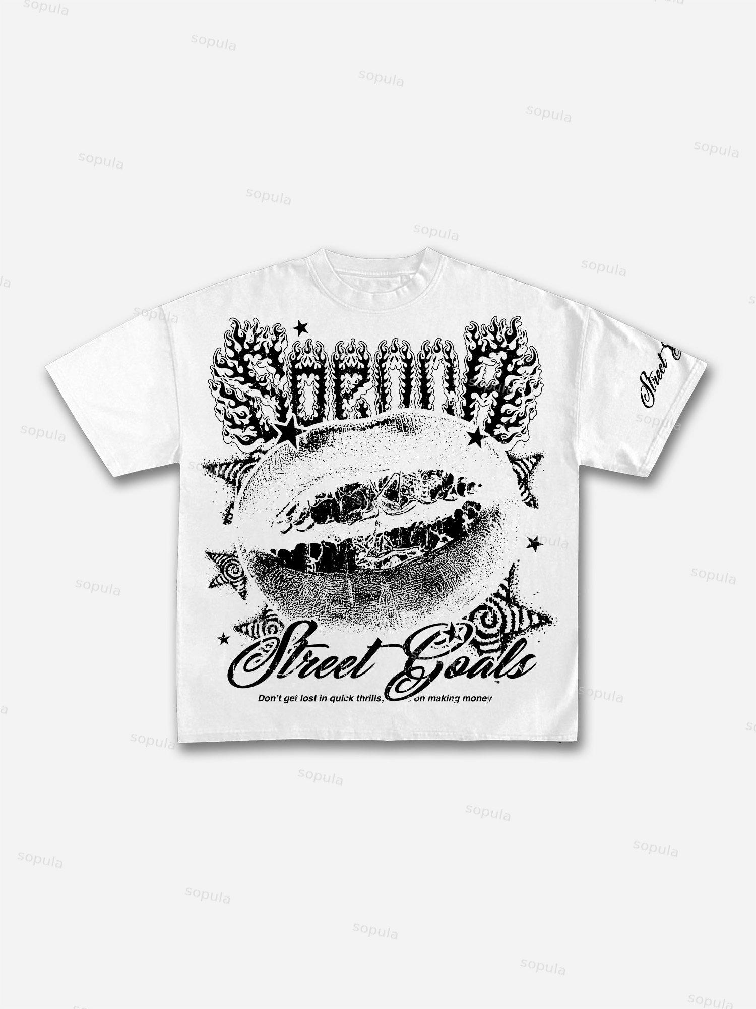 Sopula Street Goals Lip Braces Vintage Graphics Cotton T-Shirt Product Image