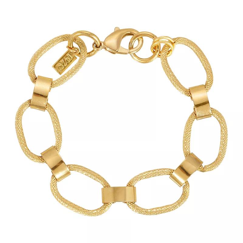 1928 Gold Tone Textured Large Link Bracelet, Womens Product Image