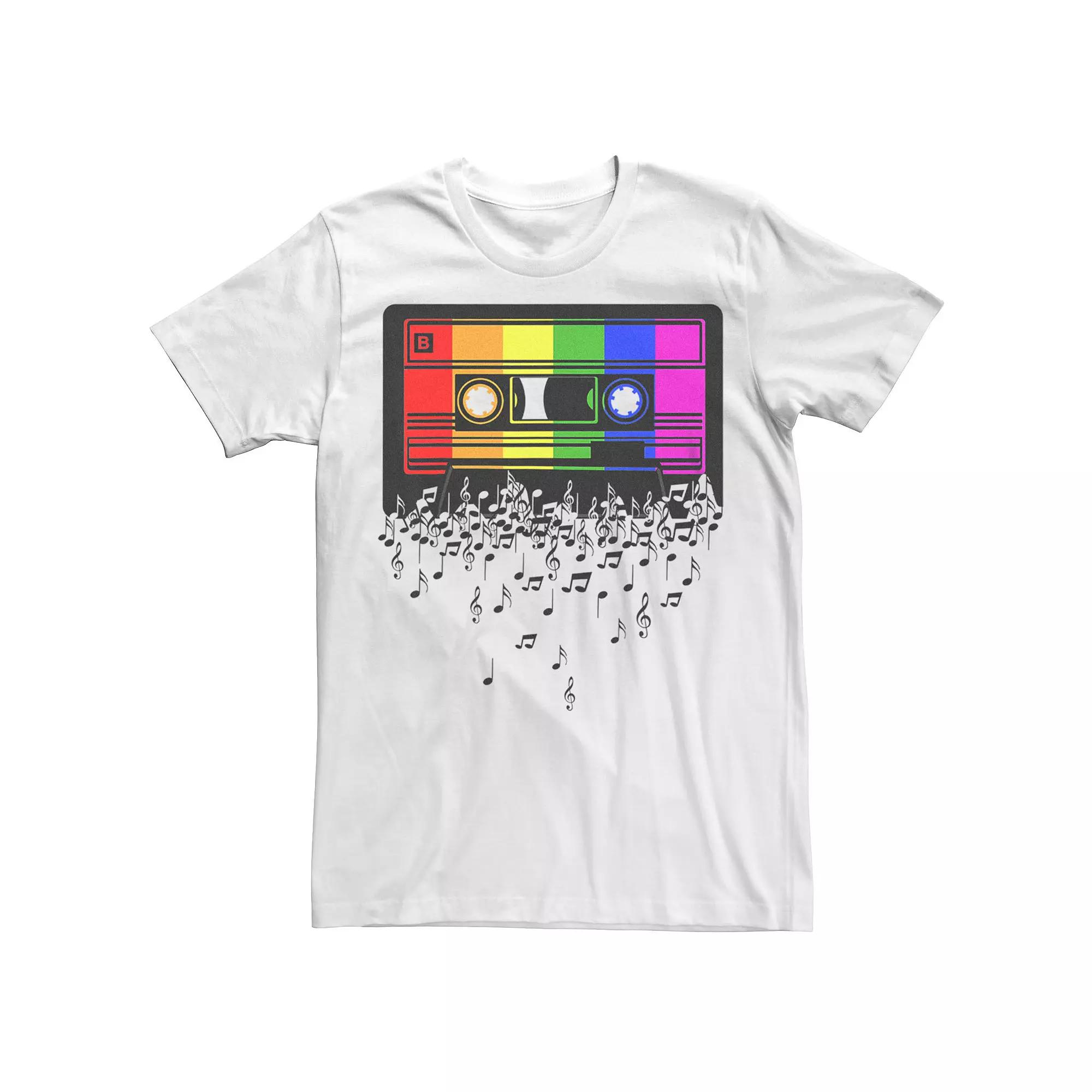 Men's Pride Rainbow Flag Music Note Cassette Graphic Tee,  Product Image