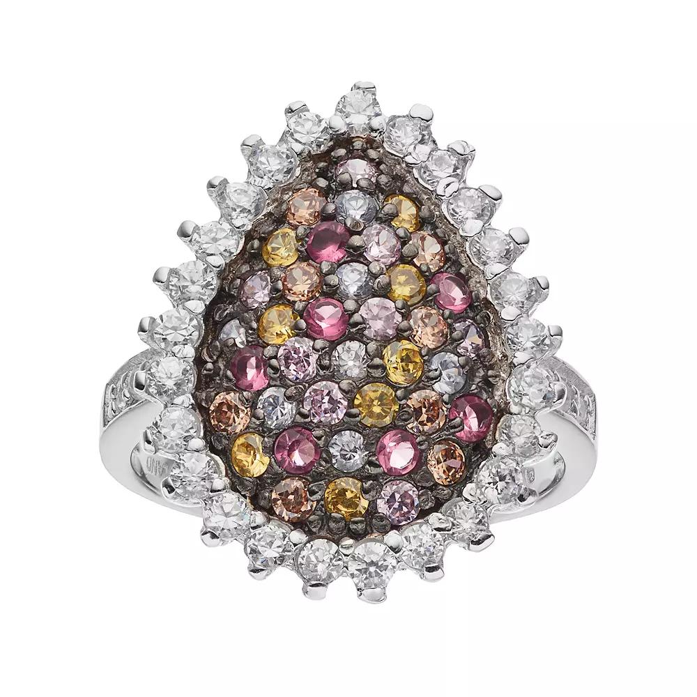 Sophie Miller Sterling Silver Cubic Zirconia Teardrop Ring, Women's, Size: 5, Multicolor Product Image