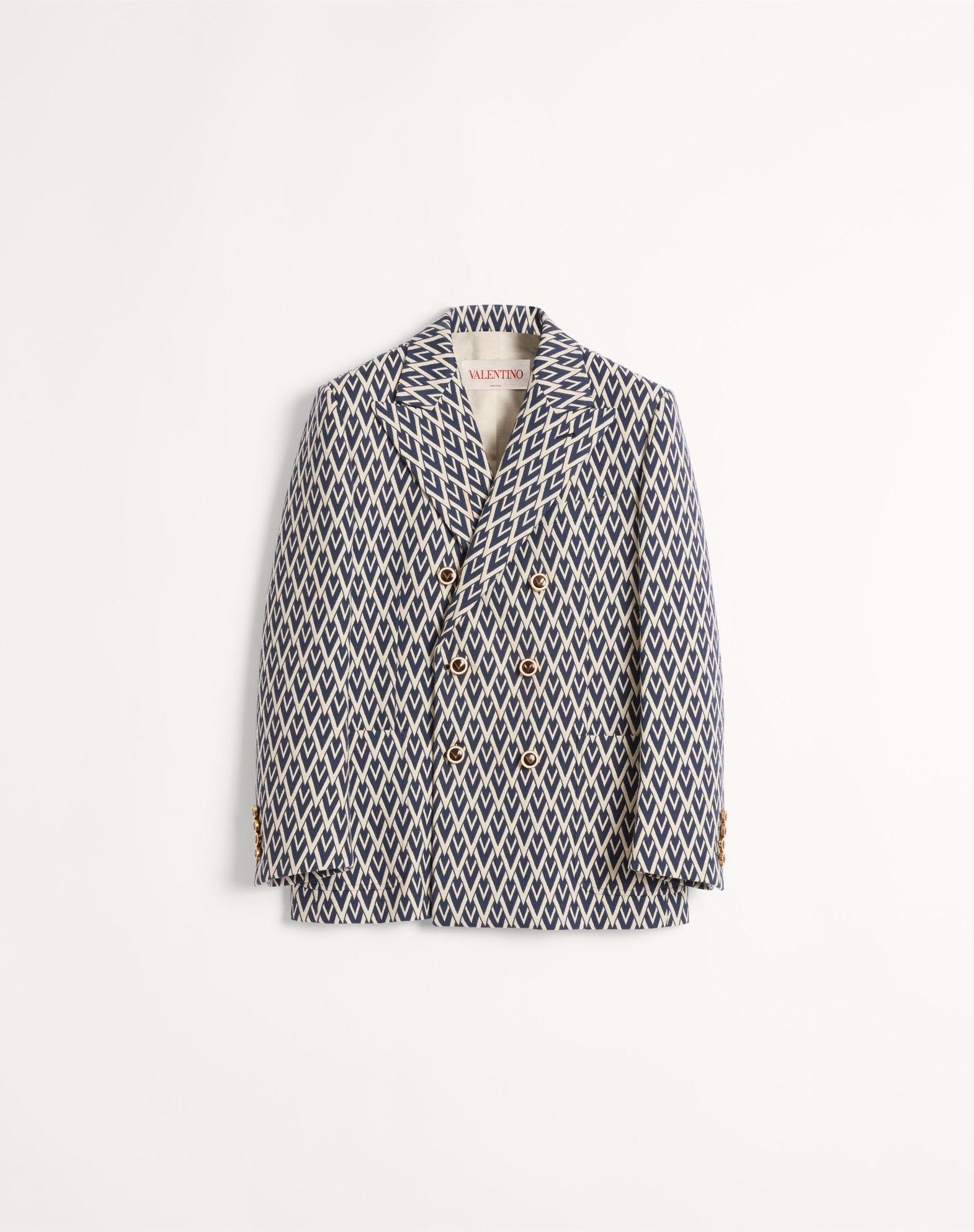 Double-Breasted Wool Jacket With Jacquard Toute La V Pattern Product Image