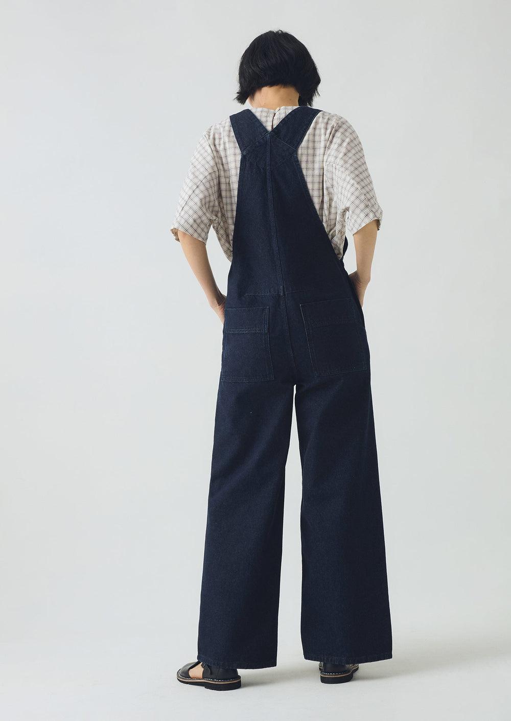 Patch Pocket Denim Dungarees | Indigo Product Image