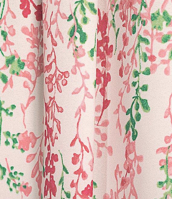 Investments Caroline Signature Cascading Vines V-Neck 3/4 Sleeve Button Front Top Product Image