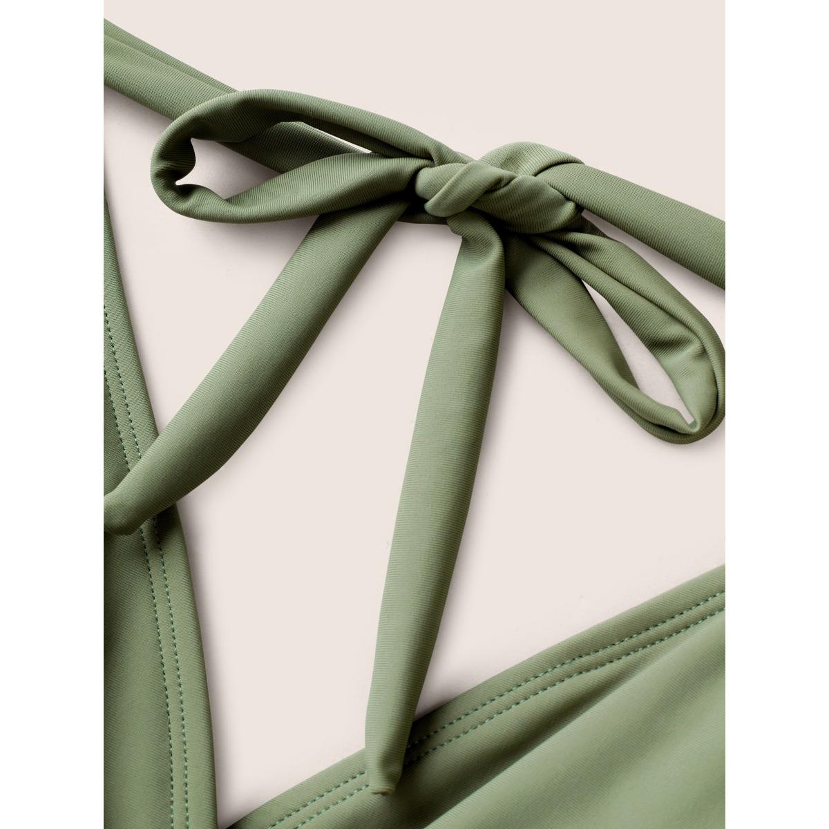 Plus Size Solid Tie Knot Metal Shell Detail Swim Dress Women's Swimwear Moss Beach Bodycon Overlap Collar High stretch Curve Swim Dresses BloomChic 14-16/1X Product Image