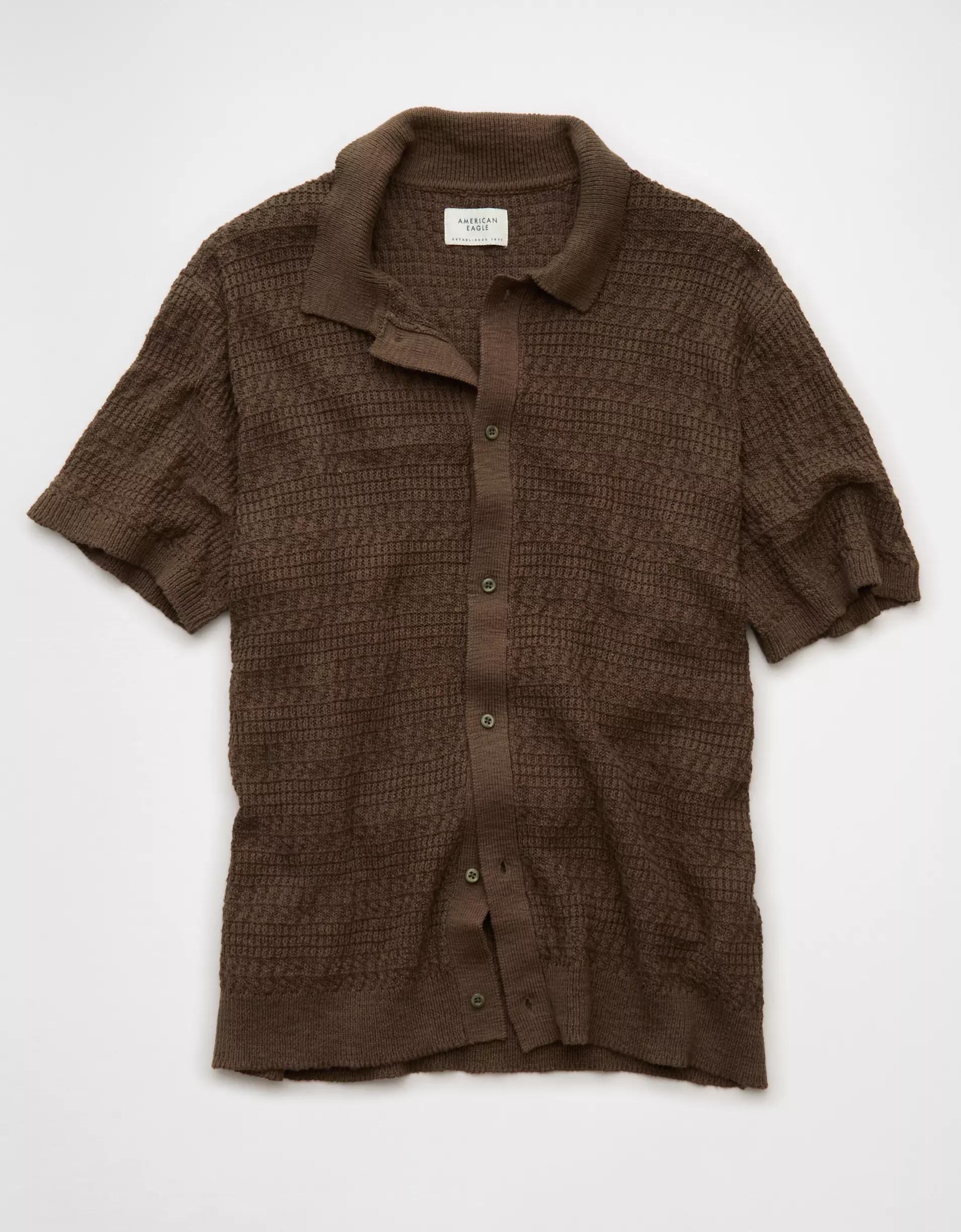 AE Weekend Button-Up Sweater Polo Shirt Product Image