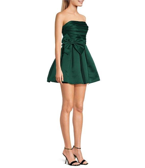 Dear Moon Strapless Pleated Bodice With Bow Dress Product Image