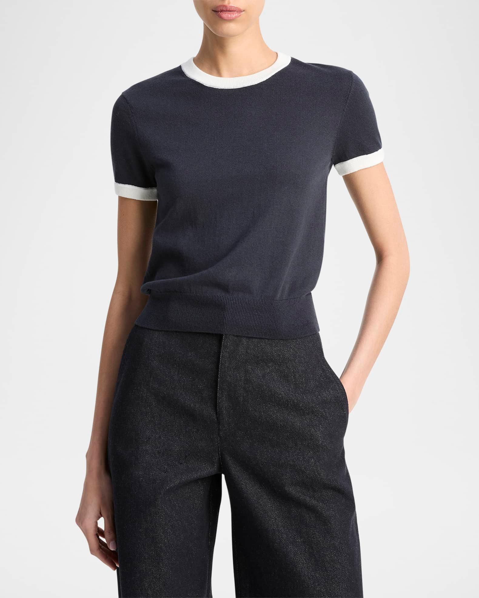 Short-Sleeve Ringer Sweater Tee Product Image