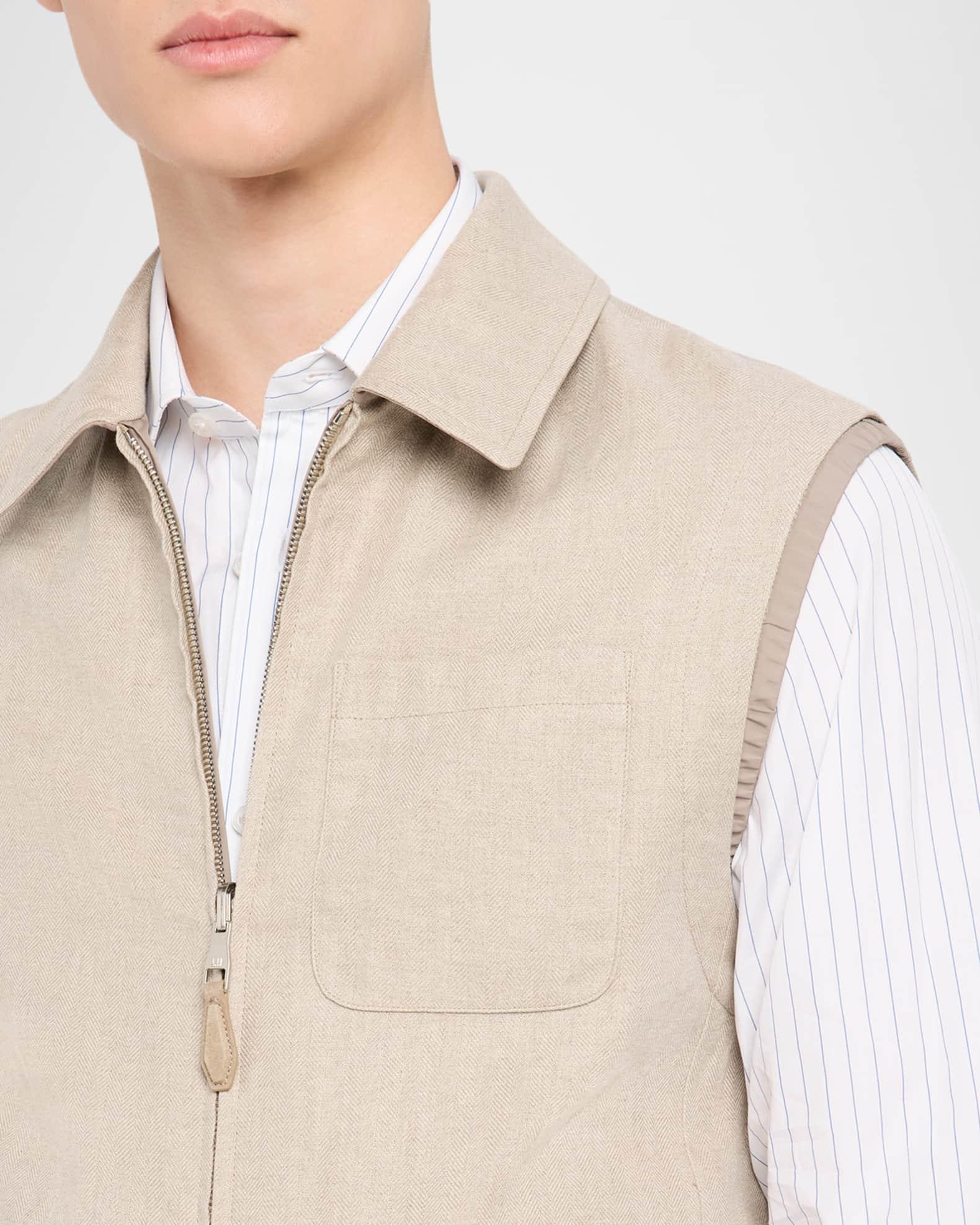 Men's Reversible Linen Full-Zip Vest Product Image