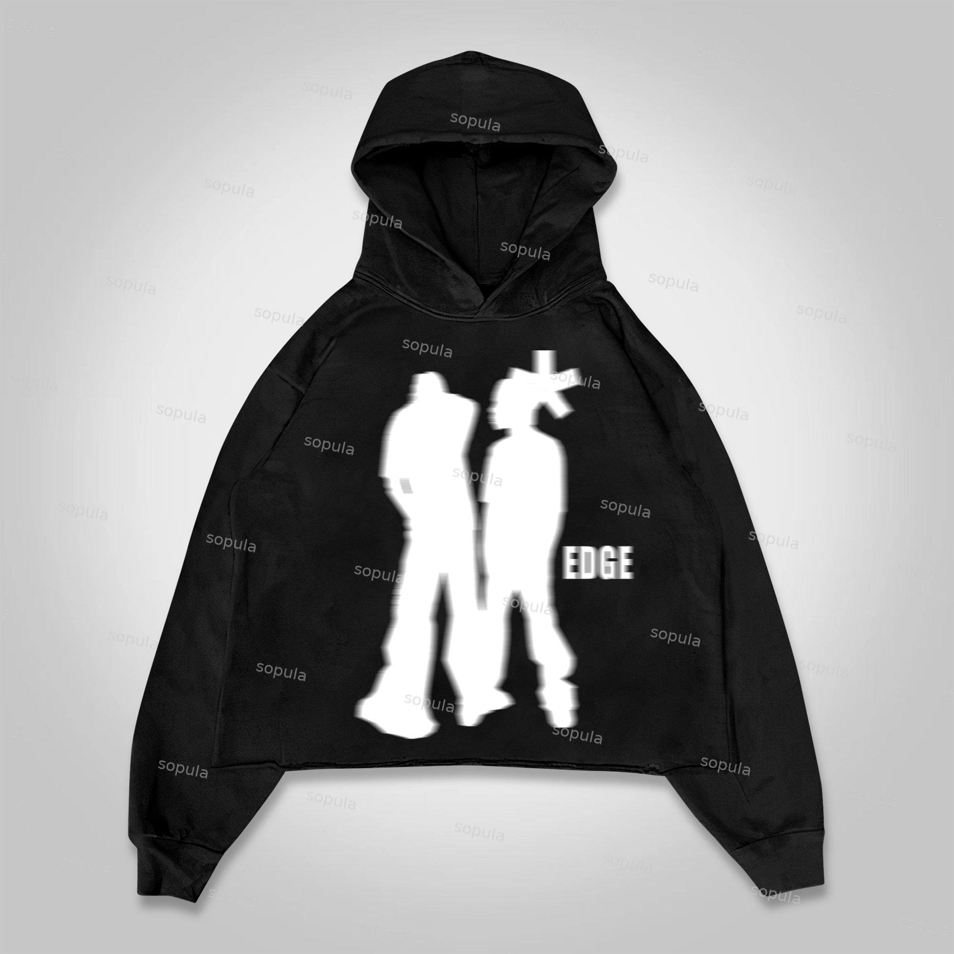 Sopula Street Portrait Edge Graphic Print Cropped Hoodie Product Image