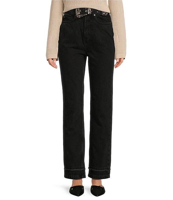 Le' AL.X Denim Built-In Western Belt High Rise Straight Leg 5-Pocket Jeans Product Image