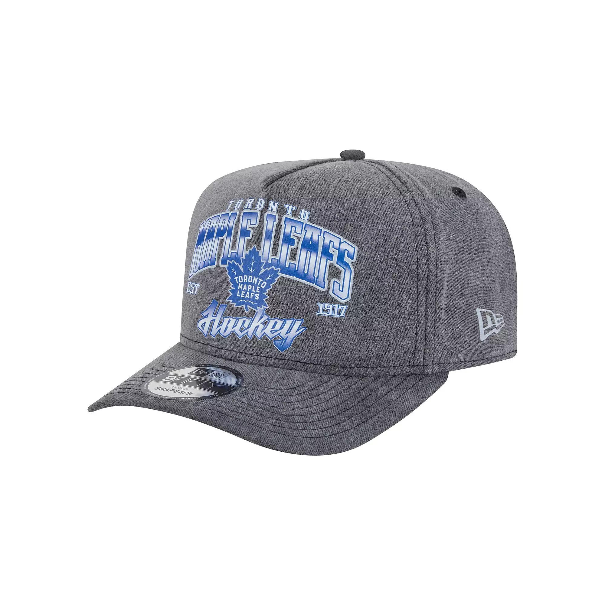 Men's New Era  Charcoal Toronto Maple Leafs Throwback Washed A-Frame Pre-Curved 9FIFTY Snapback Hat, Mpl Charco Product Image
