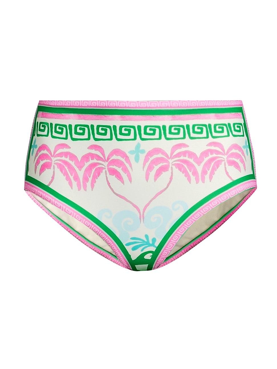 Womens Marcella Palm High-Waist Bikini Bottom Product Image