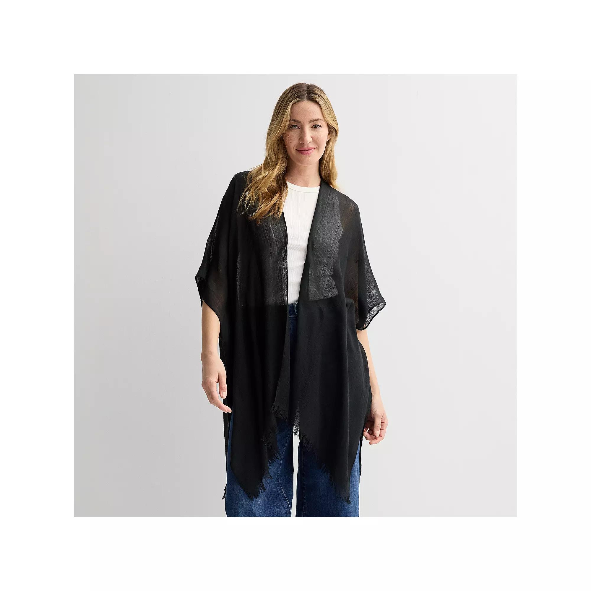 Women's Sonoma Goods For Life® Solid Open Weave Ruana, Black Product Image