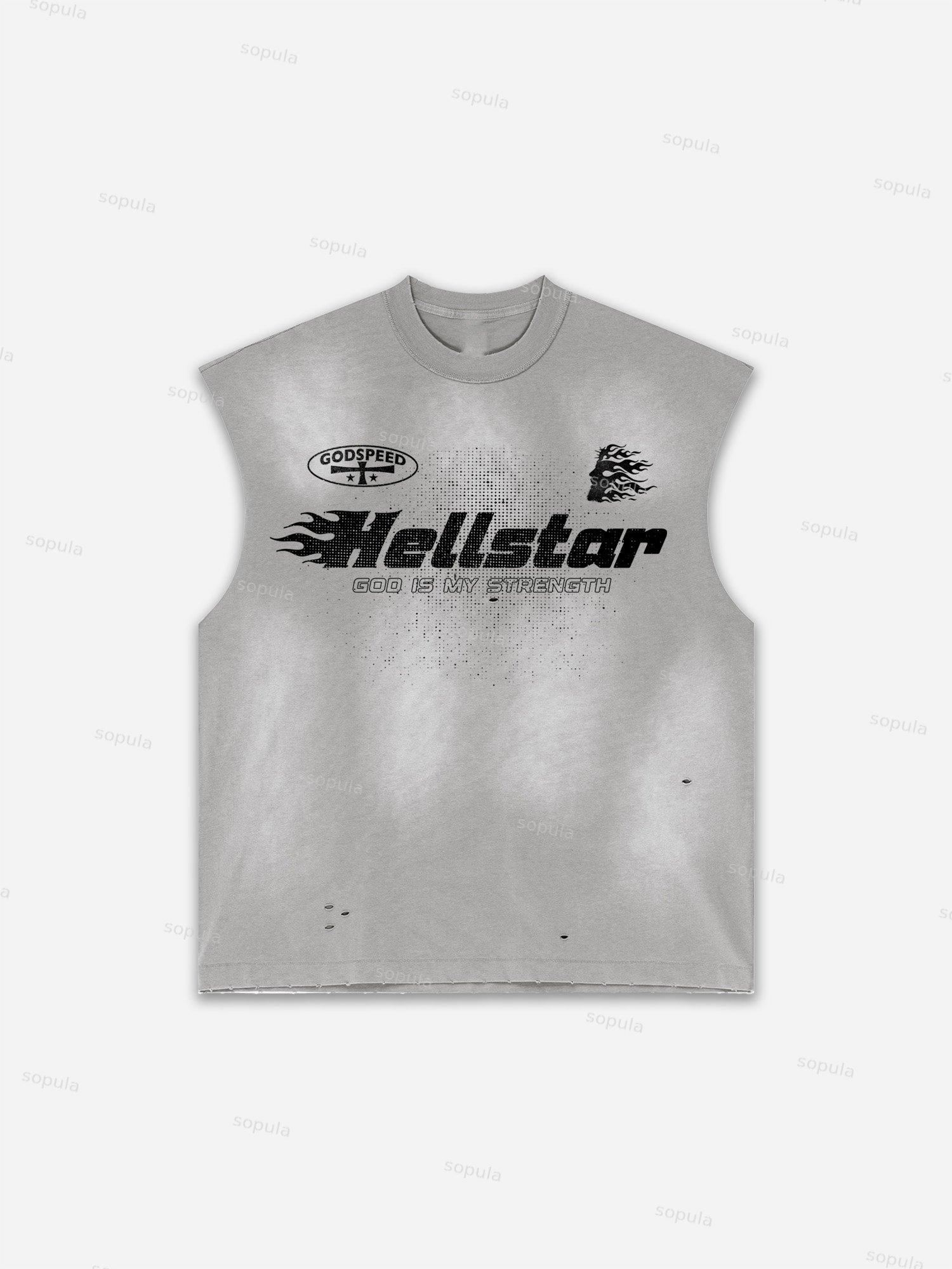 Flame Jesus Silhouette Network Vintage Graphic Men's Washed Tank Top Sleeveless Shirts Product Image