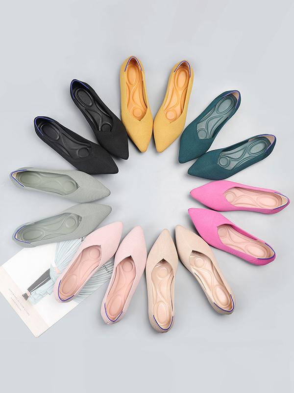 Pointed-Toe Shallow Cut Split-Joint Flat Shoes Product Image