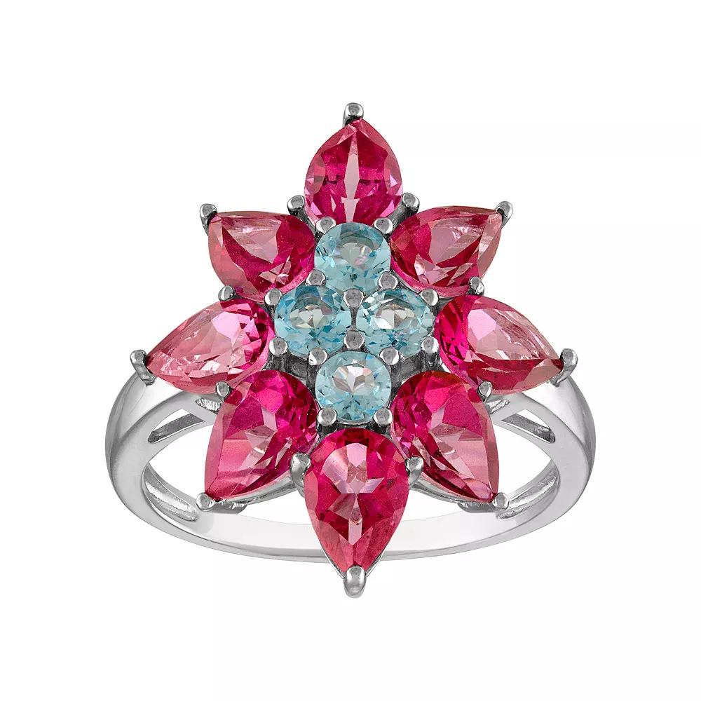 Tiara Sterling Silver Swiss Blue Topaz & Pink Topaz Ring, Women's,  Product Image