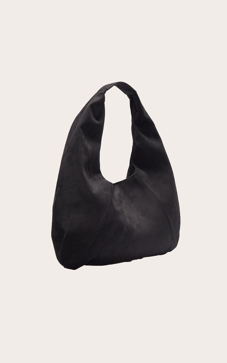 Black Faux Suede Rounded Tote Product Image