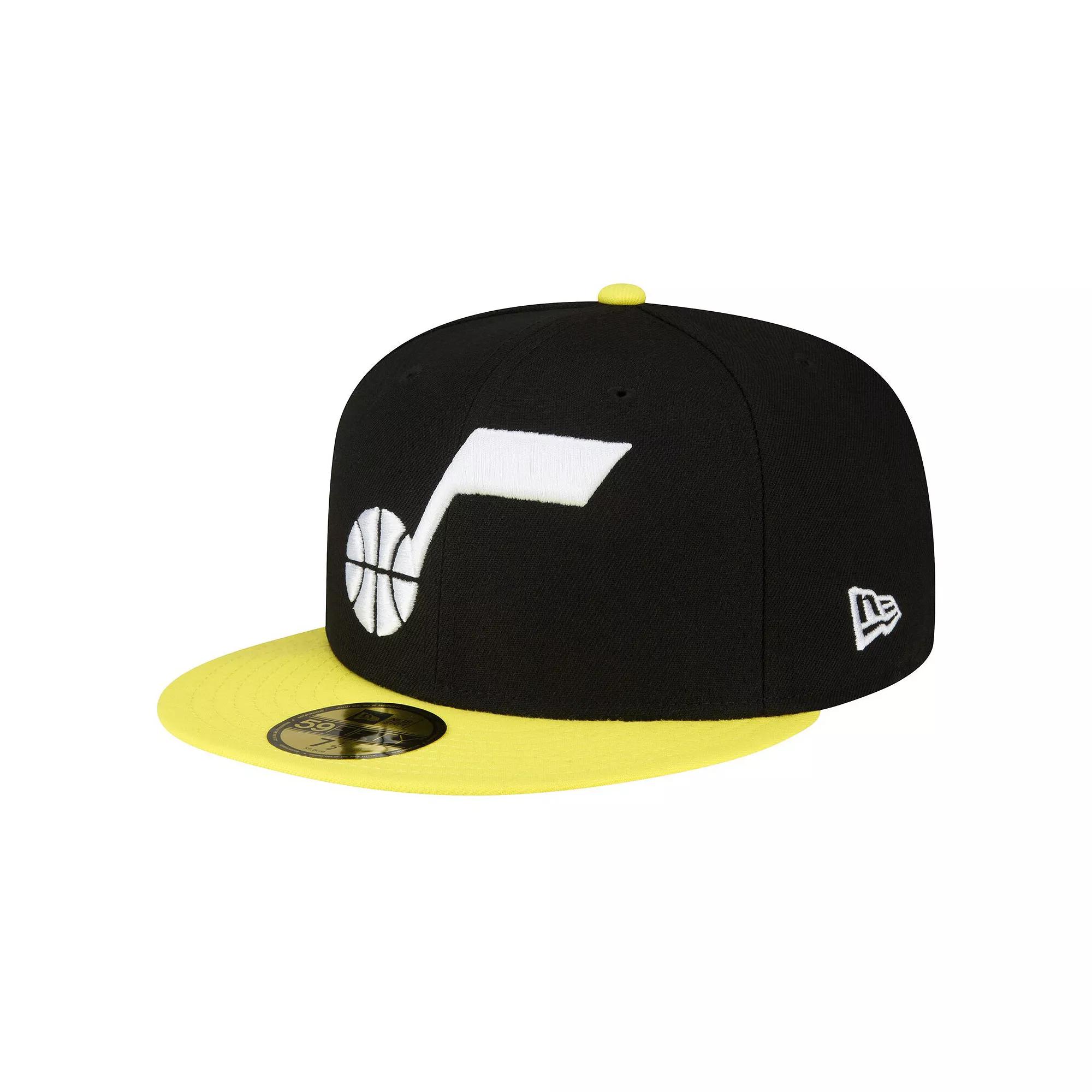 Men's New Era Black/Yellow Utah Jazz 2-Tone 59FIFTY Fitted Hat,  Product Image