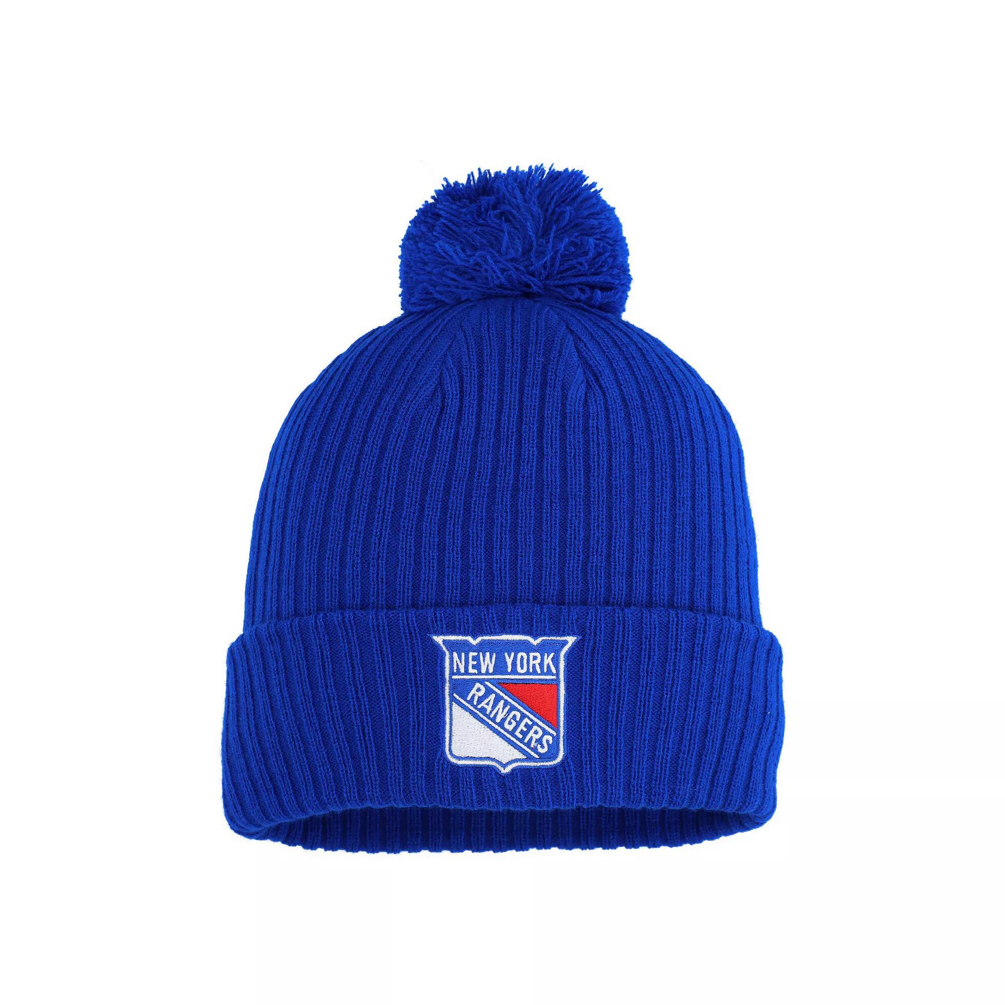 Men's Fanatics  Blue New York Rangers Cuffed Knit Hat with Pom, Ran Blue Product Image