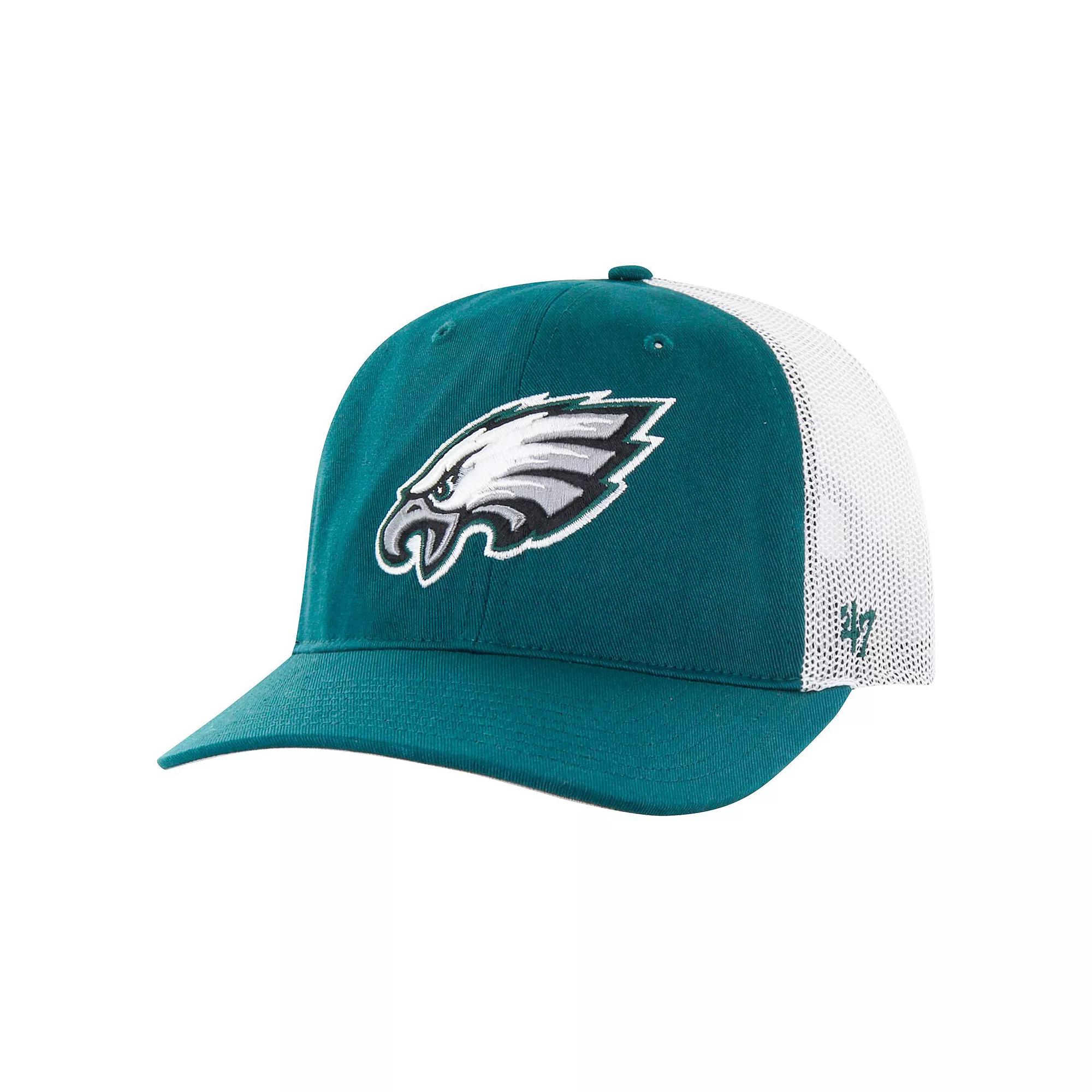 Men's '47 Green/White Philadelphia Eagles Team Unstructured Trucker Adjustable Hat Product Image
