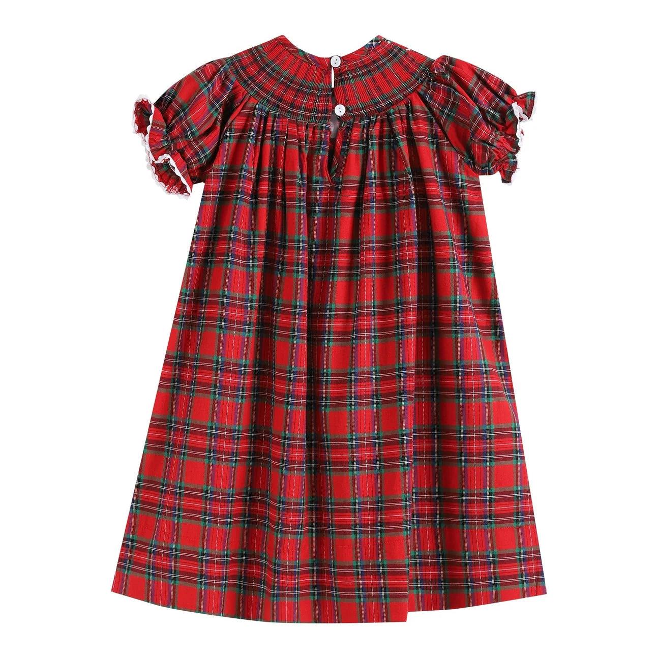 Christmas Plaid Bishop Dress Product Image