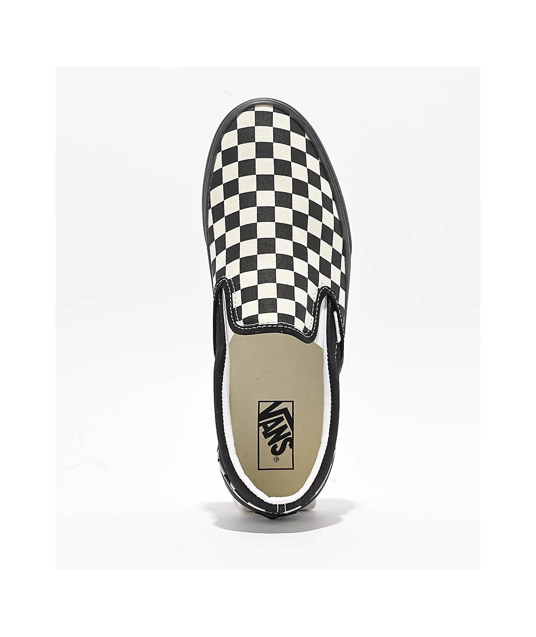 Vans Classic Slip-On Checkerboard White & Black Skate Shoes Product Image