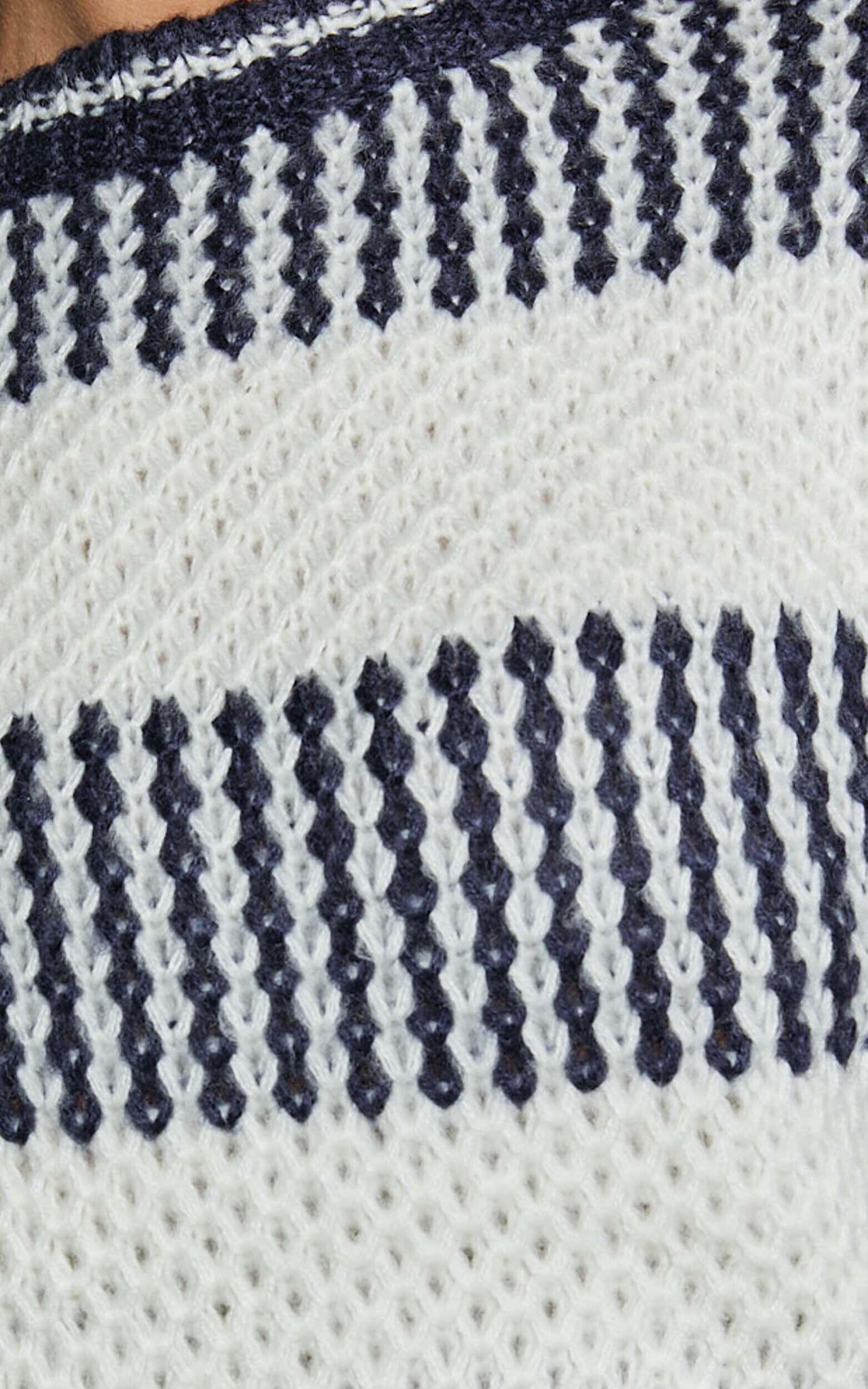 Snuggle Up Jumper - Knit Jumper in Navy Stripe Product Image