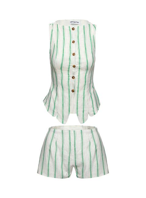 Therese Vest Set Green Stripe Product Image