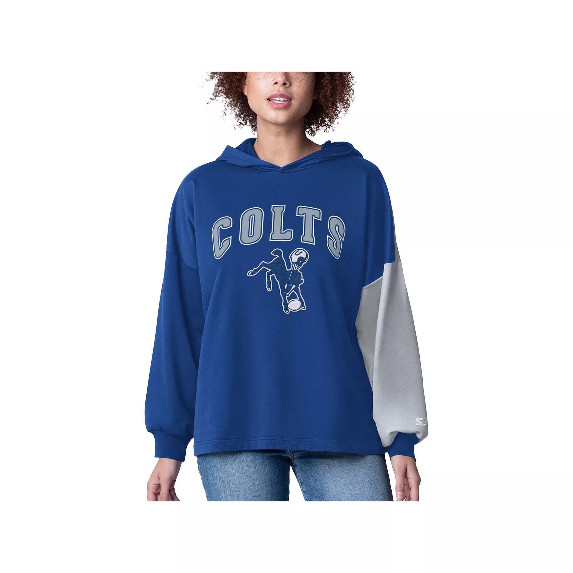 Women's Starter Royal Indianapolis Colts Power Move Long Sleeve Pullover Hoodie, Size: Small, Blue Product Image