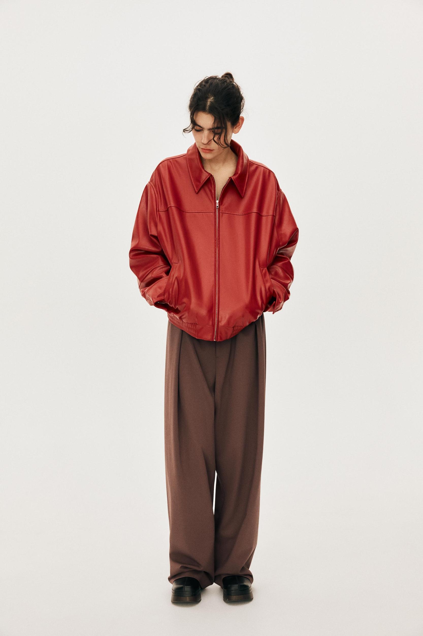 FAUX LEATHER BOMBER JACKET Product Image