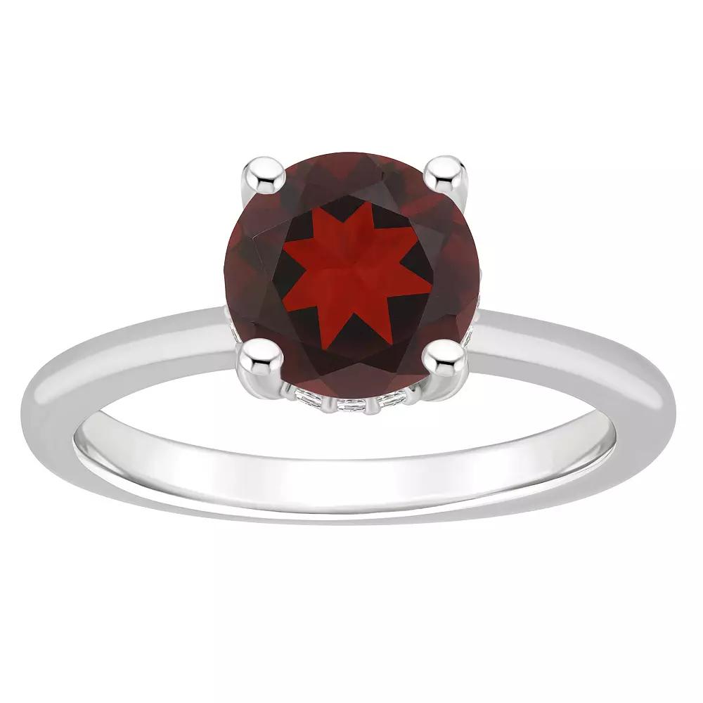 Alyson Layne Sterling Silver 8 mm Round Gemstone & Diamond Accent Ring, Women's, Pink Quartz Product Image