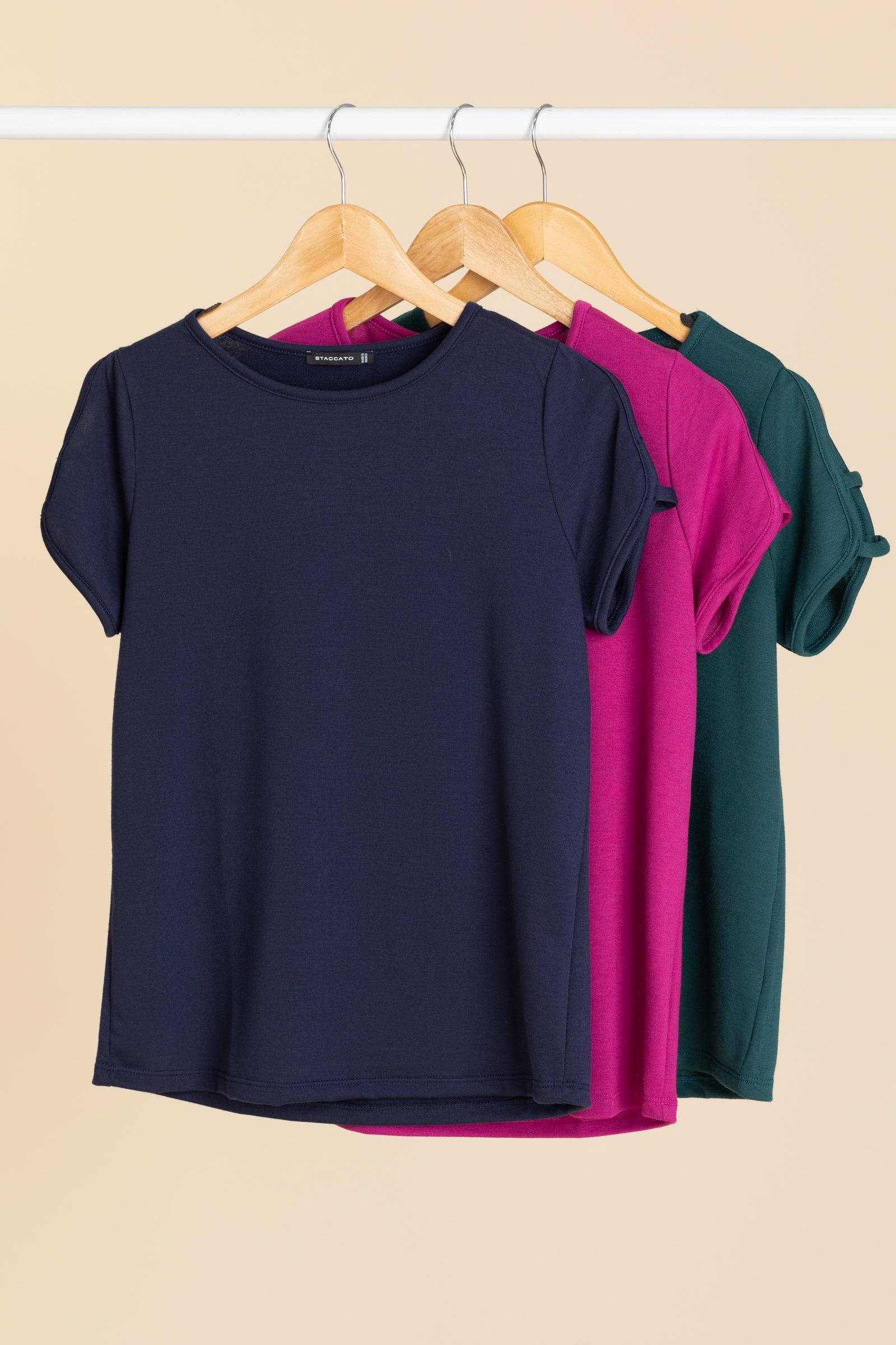 Cut Out Short Sleeve Terry Knit Top Product Image