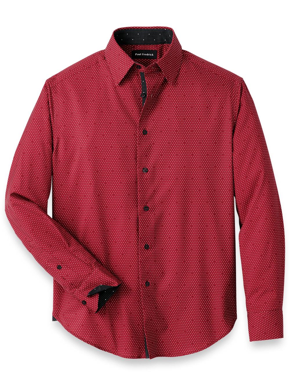Performance Stretch Dot Casual Shirt - Red Product Image