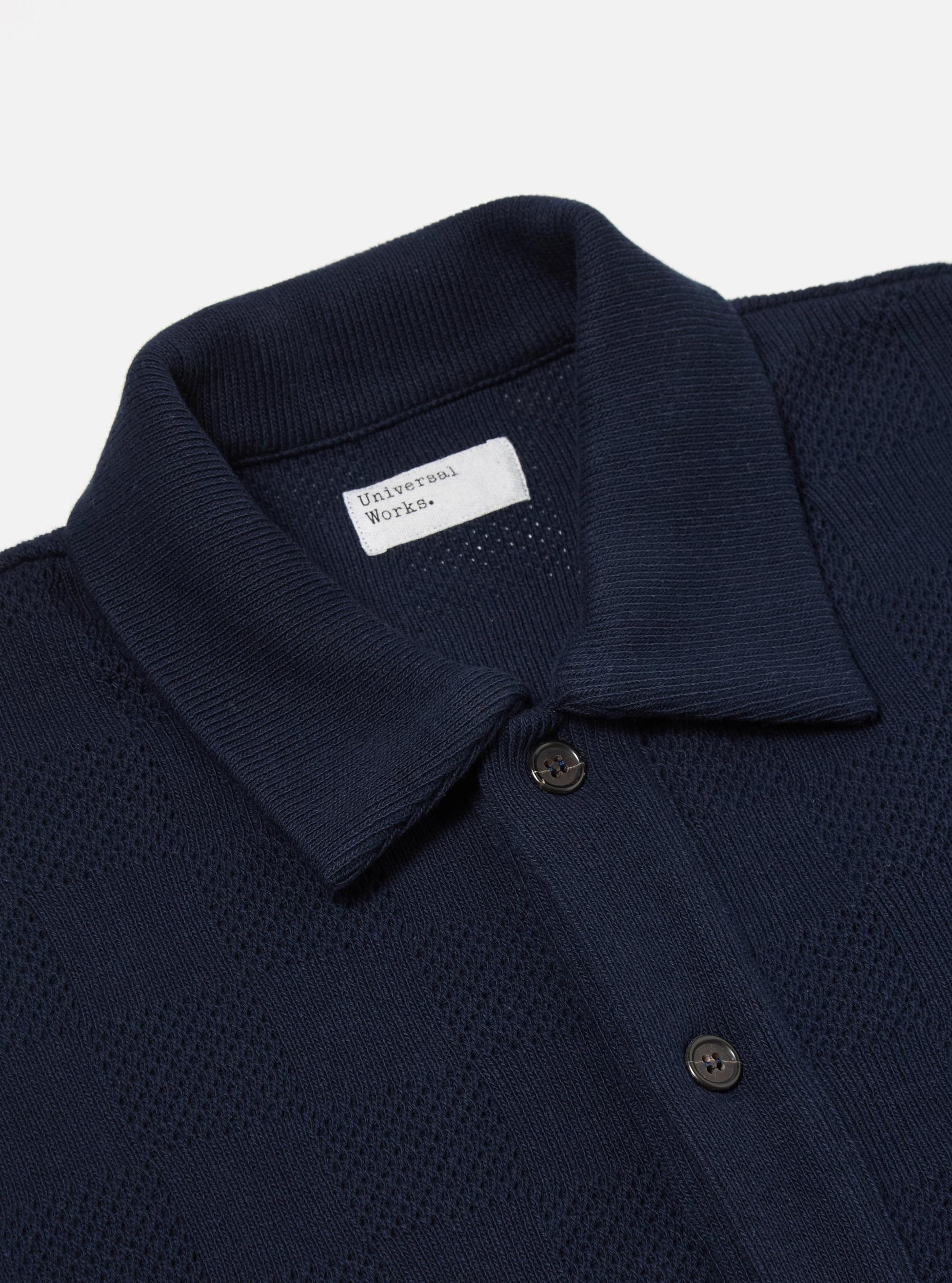 Bright Navy Fantasy Checkerboard Button Through Polo Product Image