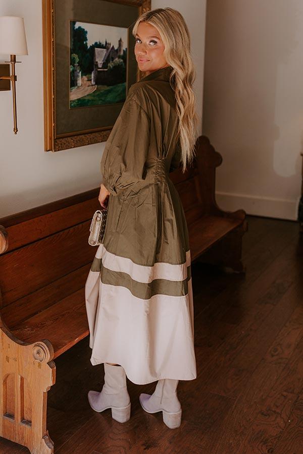 Hopeless Romantic Button Down Midi in Army Green Product Image