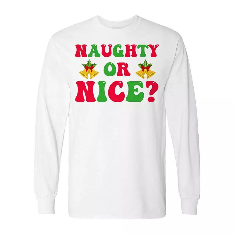 Men's Christmas Naughty Or Nice Long Sleeve Graphic Tee, Adult Unisex,  Product Image