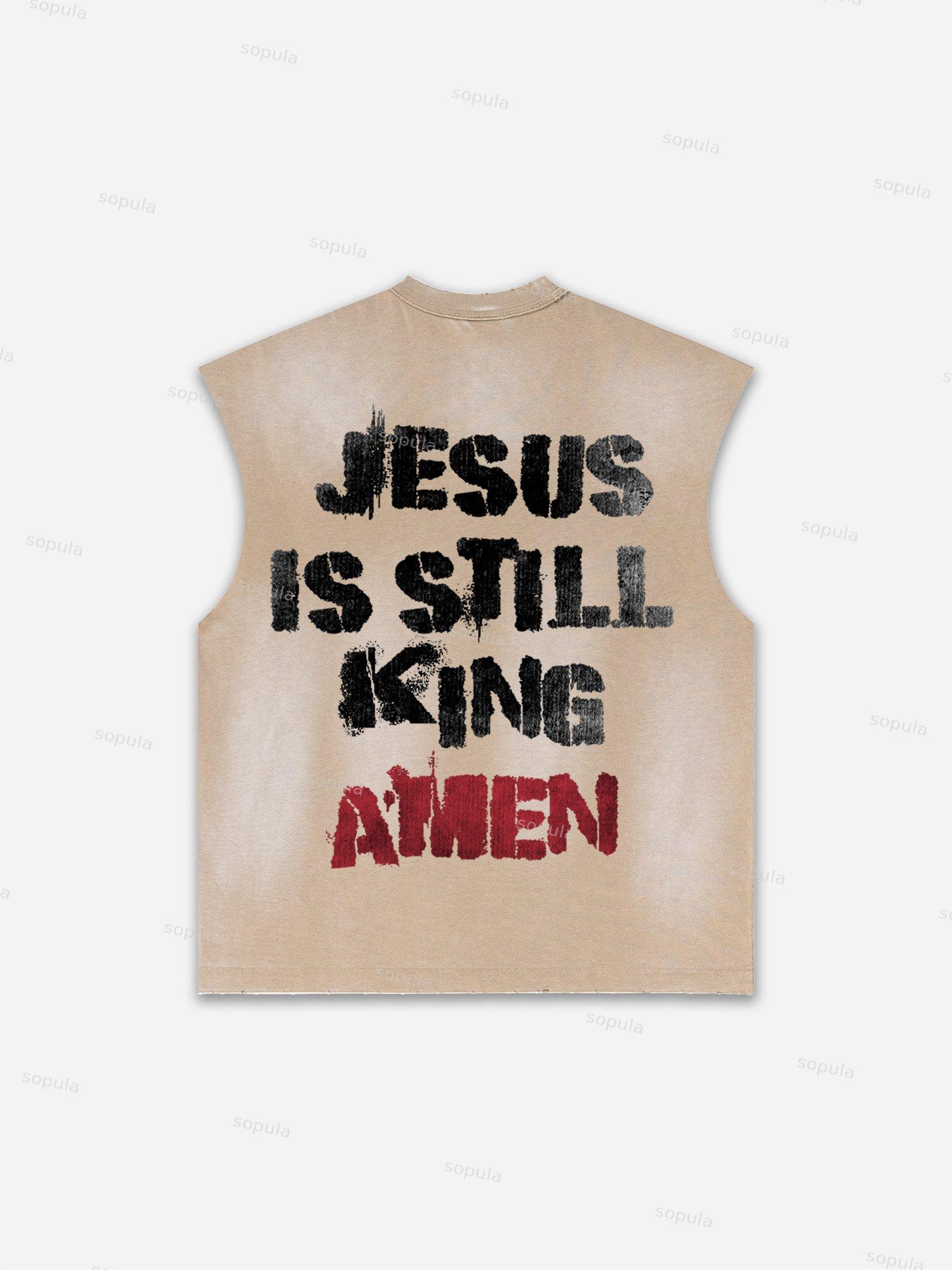 Western Eagle Graphic Men's Washed Tank Top Sleeveless Shirts Product Image