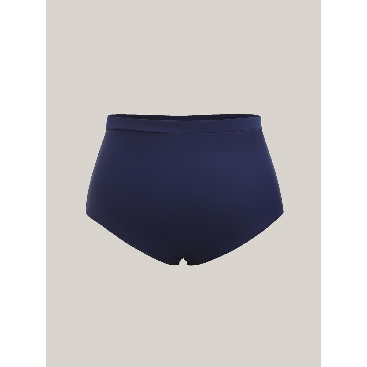 Plus Size Boho Print Spliced Surplice Neck Swim Dress Women's Swimwear Indigo Beach Bodycon Overlap Collar High stretch Curve Swim Dresses BloomChic 12/L Product Image