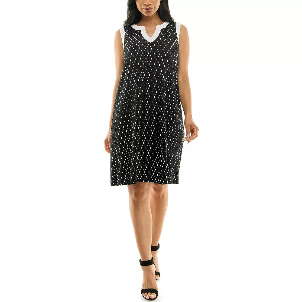 Women's Nina Leonard Bodre Float Dress, Size: Medium, Black White Product Image