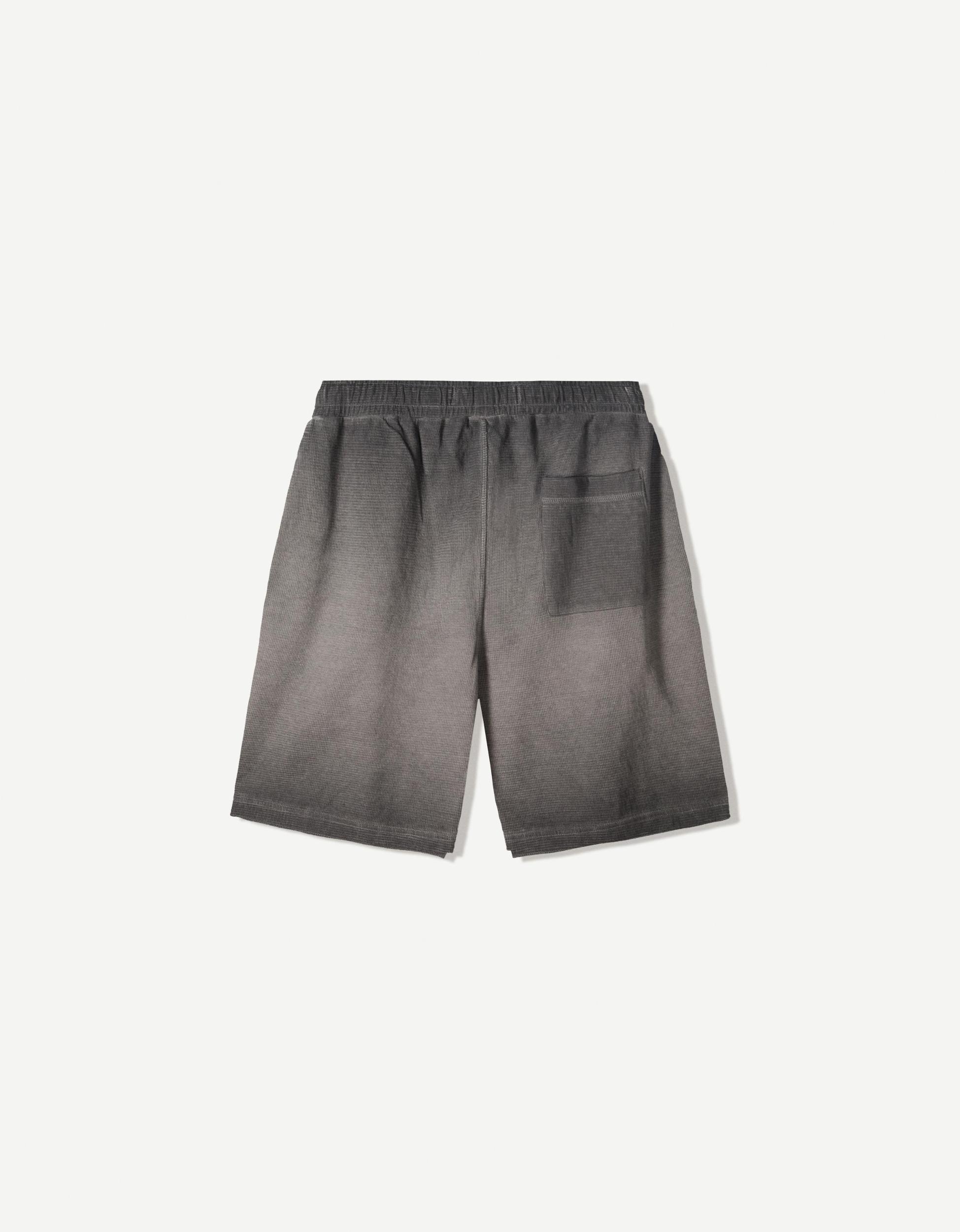 Faded waffle-knit Bermuda shorts Product Image